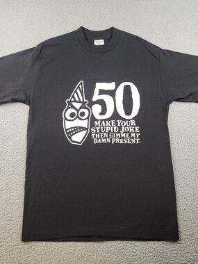 VTG 50th Birthday Shirt Adult Large Black Short Sleeve Fun Funny Humor USA Made